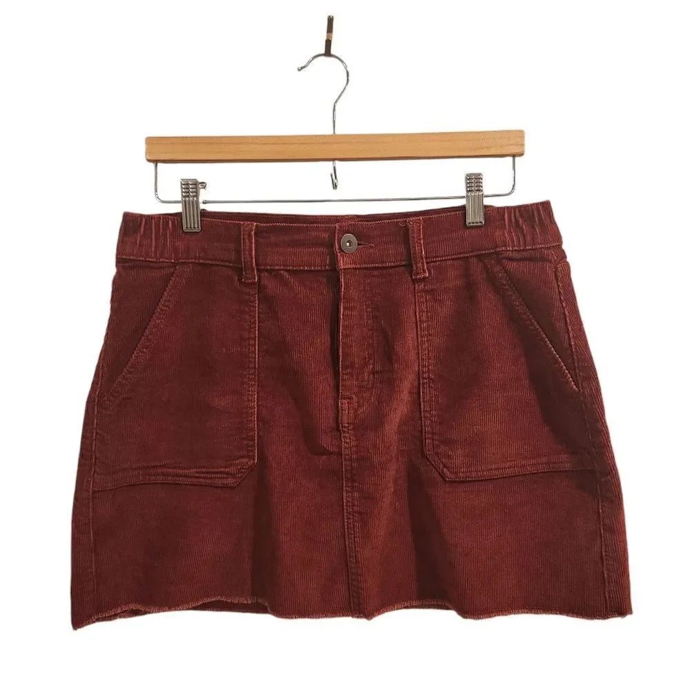 No Boundaries Large Corduroy Skirt High Rise Orange Junior's